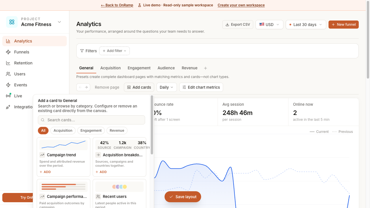 OnRamp mobile app journey preview